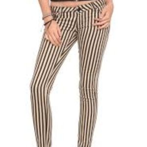 ChiQle Denim Architect Black Cream Stripe Skinny Jeans Size 3 EUC